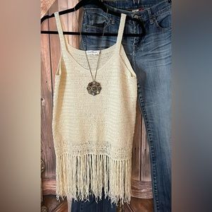 Cloud Chaser xl (fits more like med-lg) fringed, knitted tank top.